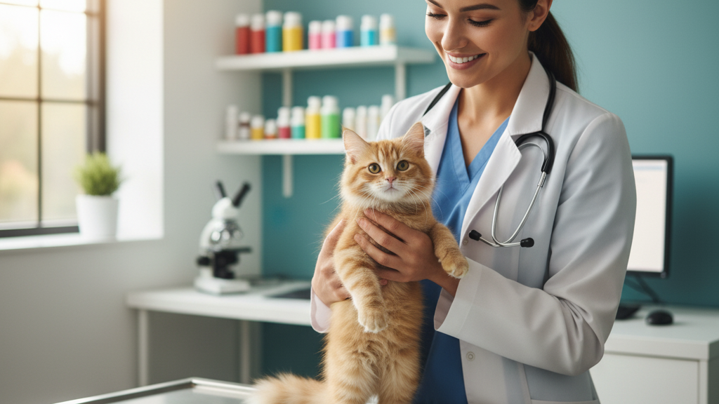 Kitten receiving FVRCP vaccine at veterinary clinic